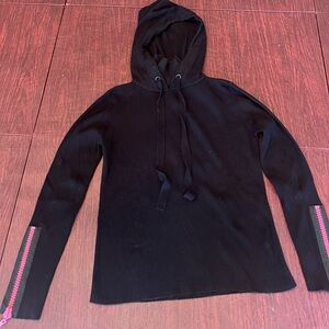 Black hooded knit zara sweater with mock collar